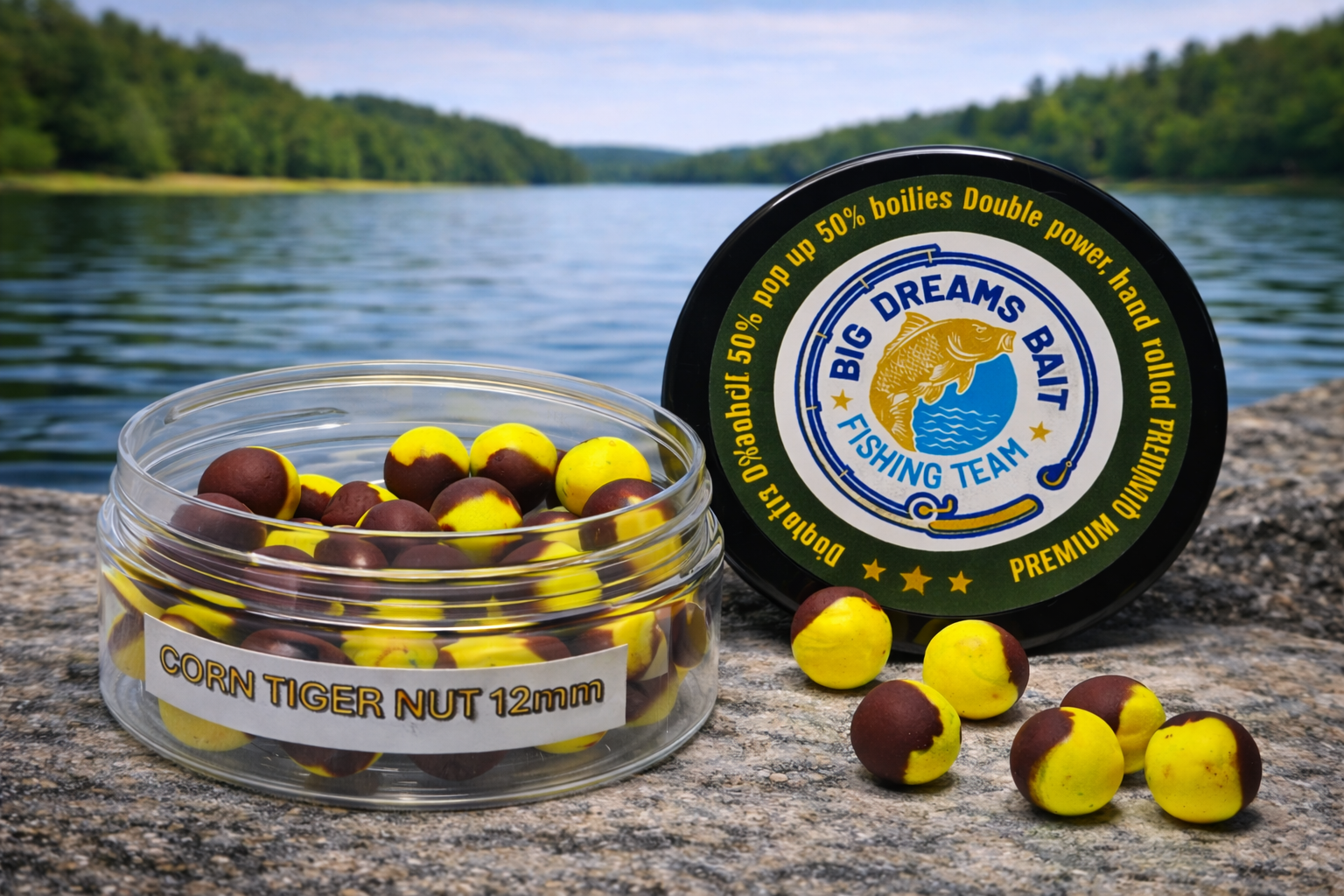 Duobait 50% pop-up 50% boilies Double Power 12mm Corn Tiger Nut